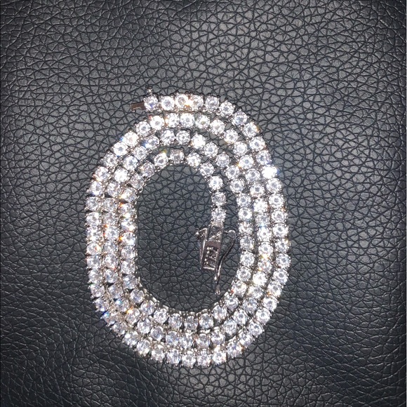 3MM ROUND CUT TENNIS NECKLACE WHITE GOLD - Picture 6 of 6